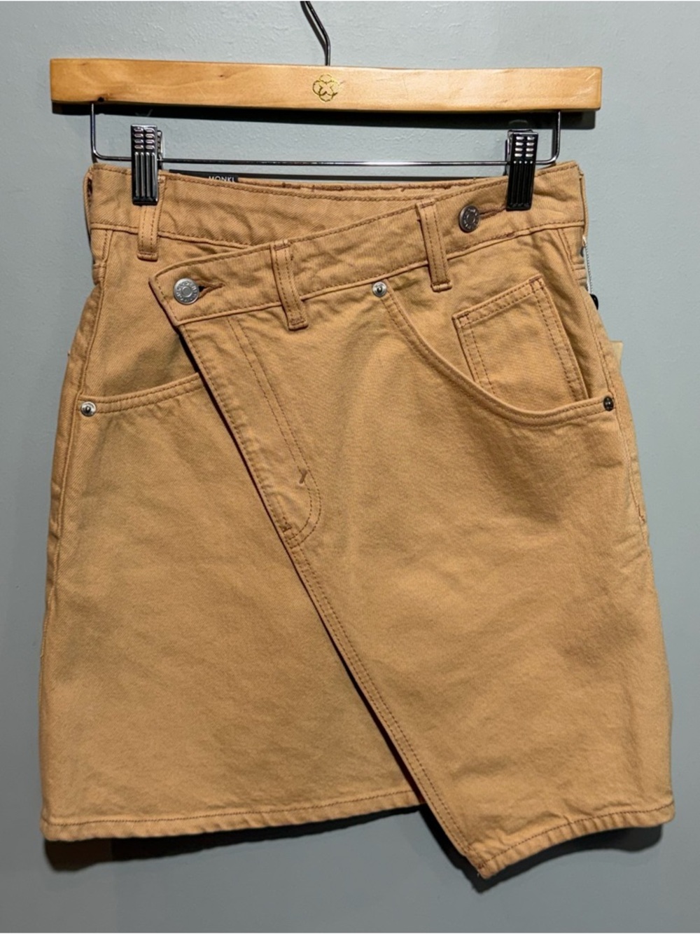 NWT MONKI (Asos) Criss Cross Asymmetrical Organic Cotton Jean Denim Skirt